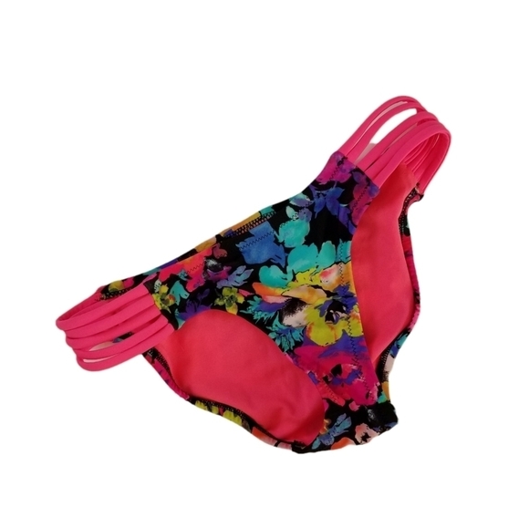 Xhilaration Vibrant Floral Strappy Side Tab Hipster Bikini Bottom Size XSmall. - Picture 1 of 5